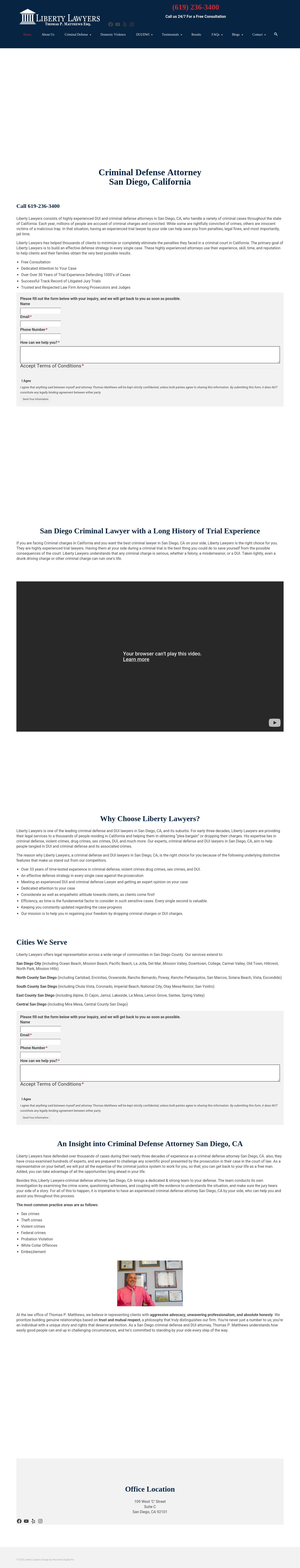 Law Offices of Thomas P. Matthews - San Diego CA Lawyers