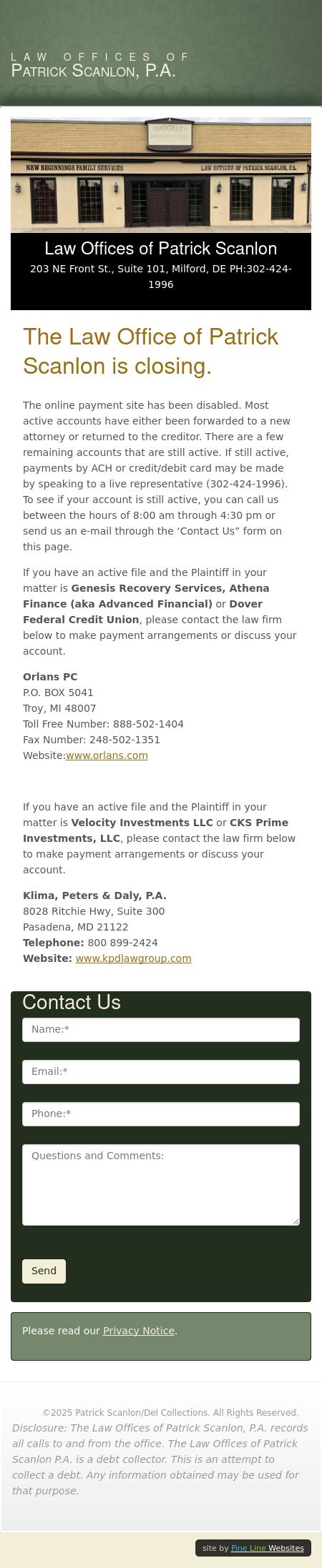 The Law Offices of Patrick Scanlon - Milford DE Lawyers