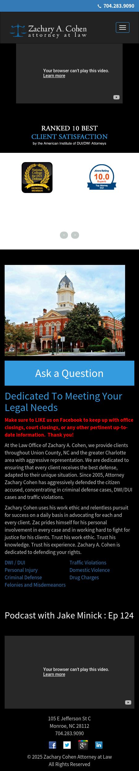 Zachary A. Cohen Attorney at Law - Monroe NC Lawyers