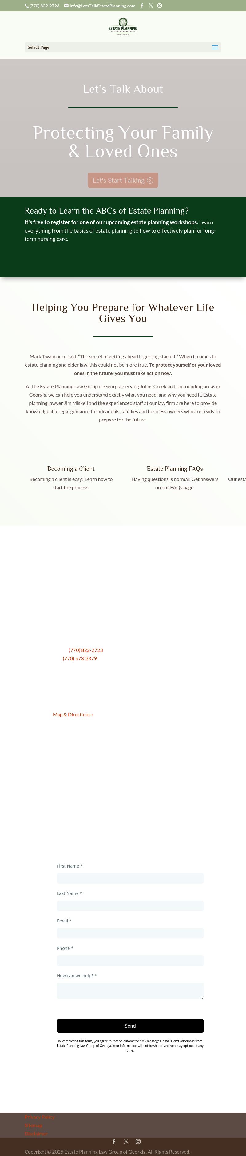 ESTATE PLANNING LAW GROUP OF GEORGIA, James M. Miskell P.C. - Johns Creek GA Lawyers