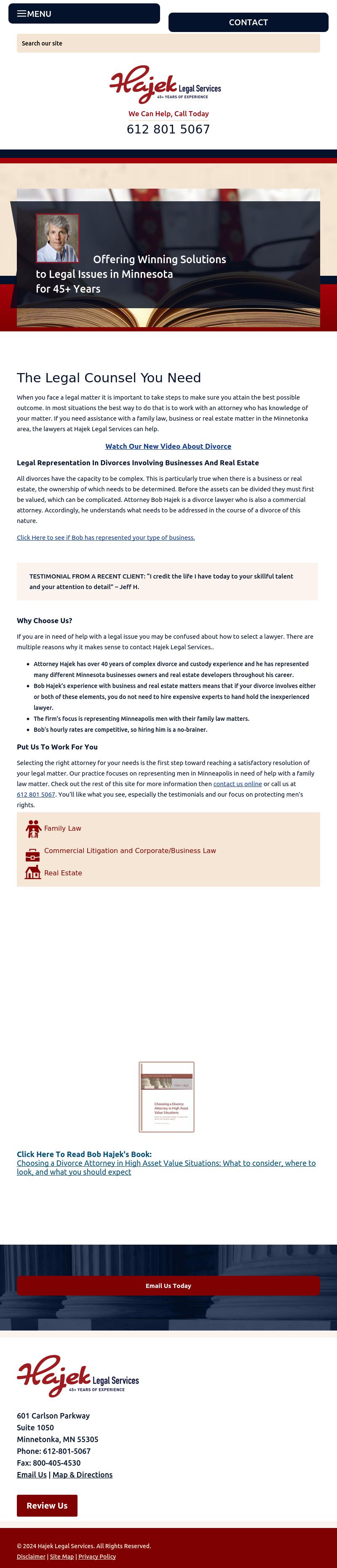 Hajek, Robert J. Esq.  - Minnetonka MN Lawyers