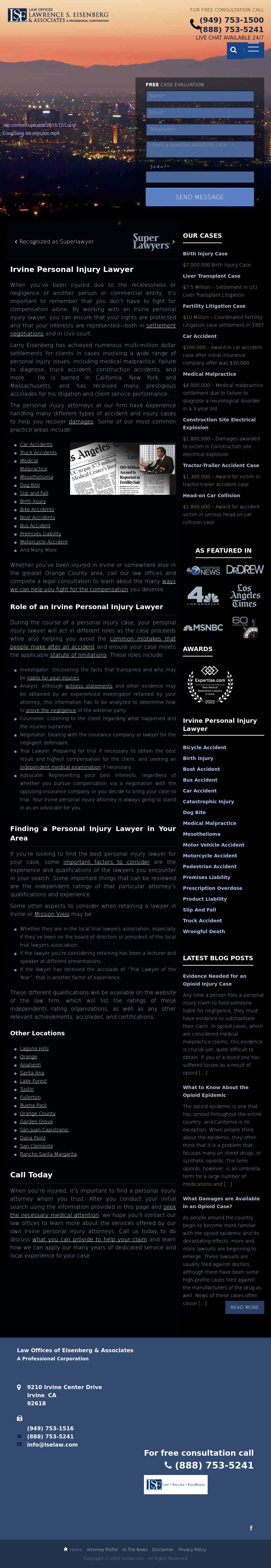 Law Offices of Lawrence S. Eisenberg & Associates A Professional Corporation - Irvine CA Lawyers