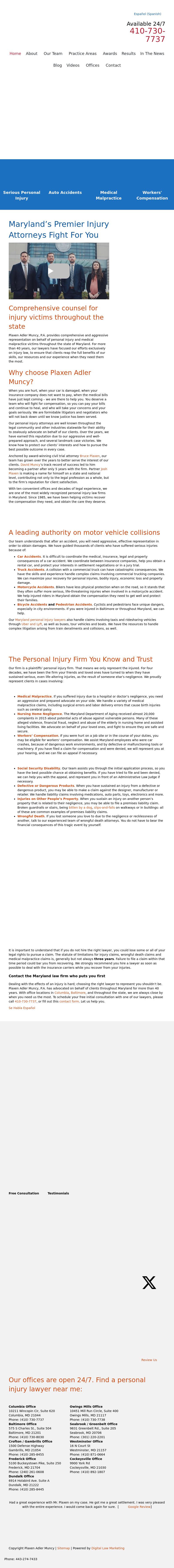 Plaxen & Adler PA - Baltimore  MD Lawyers