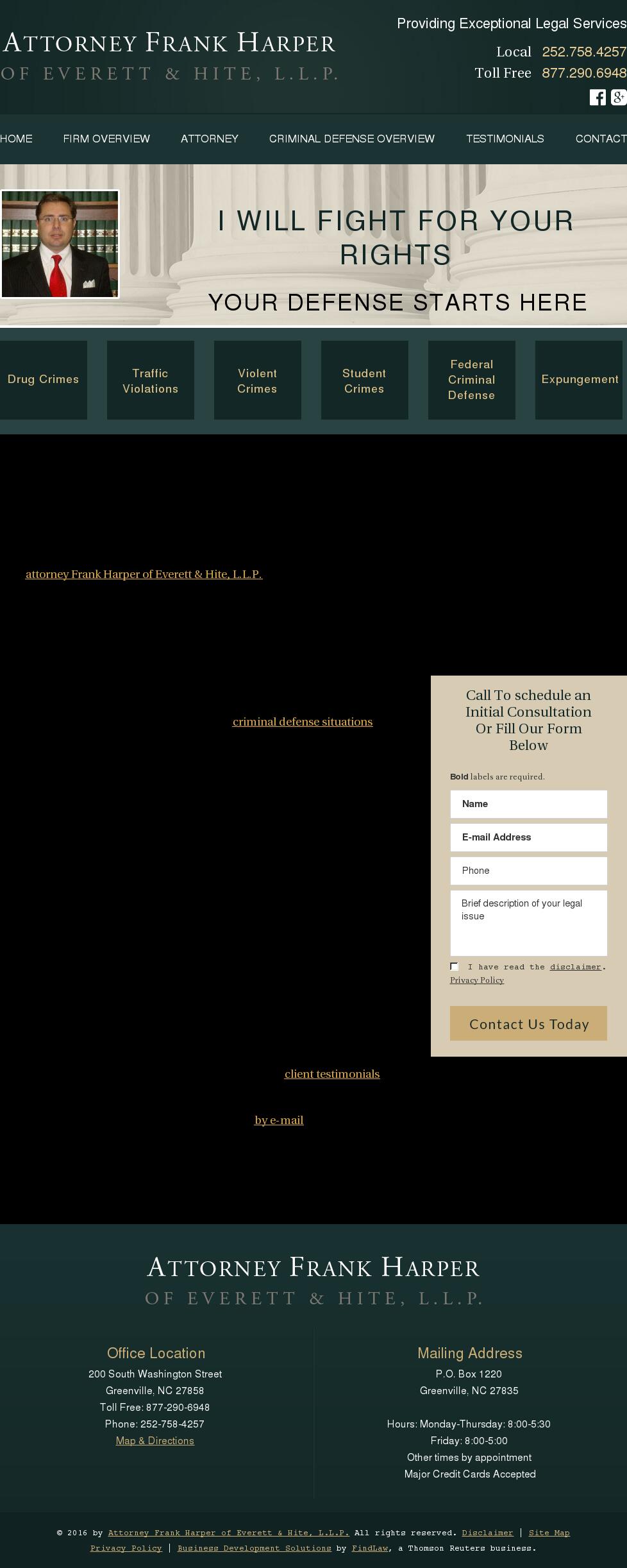 Attorney Frank Harper of Everett & Hite, L.L.P. - Greenville NC Lawyers