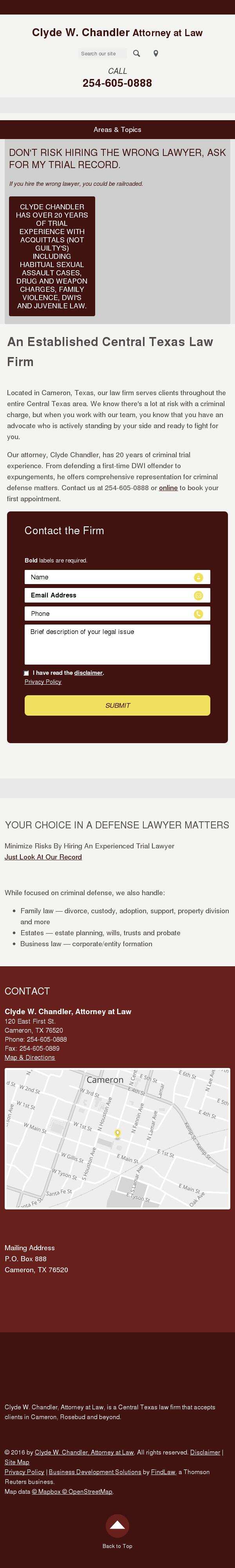 Clyde W. Chandler, Attorney at Law - Cameron TX Lawyers