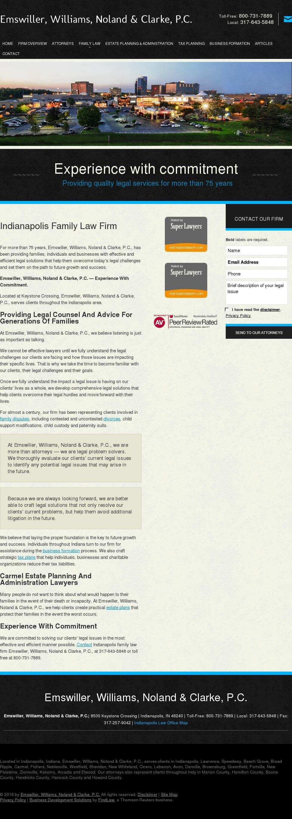 Emswiller, Williams, Noland & Clarke, P.C. - Indianapolis IN Lawyers
