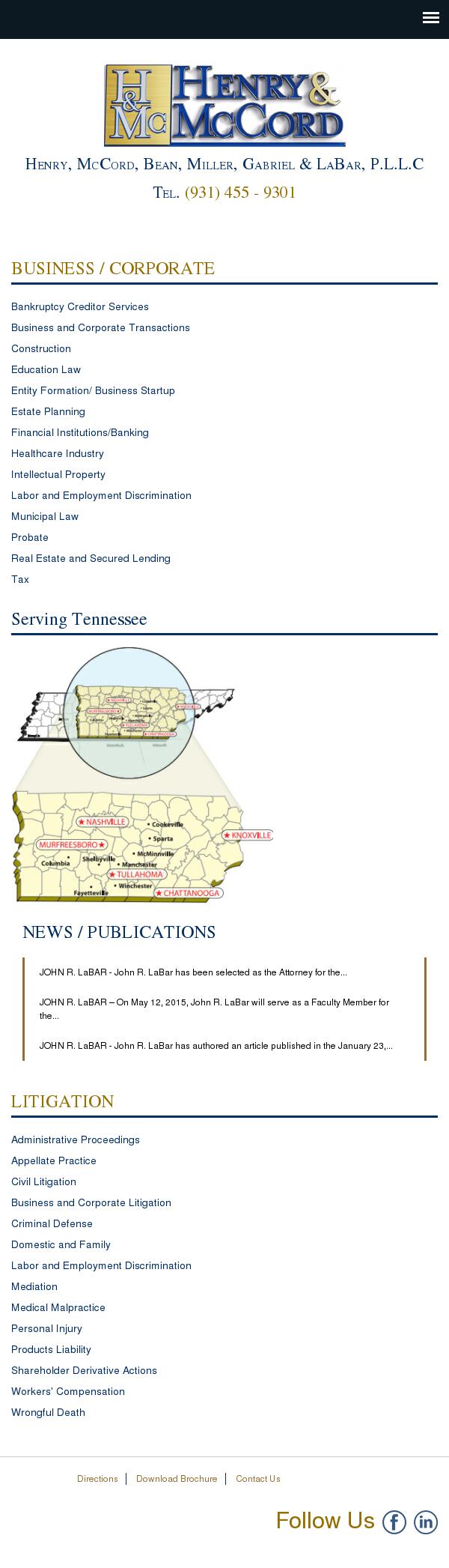 Henry, McCord, Bean, Miller, Gabriel & LaBar, P.L.L.C. - Tullahoma TN Lawyers