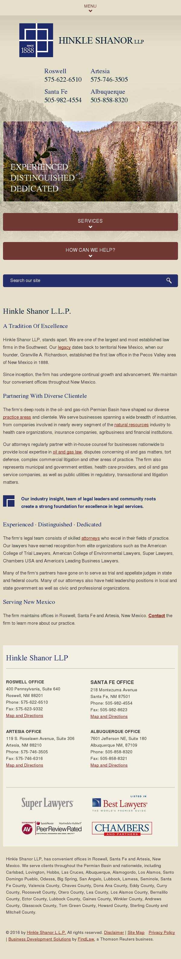 Hinkle Shanor LLP - Roswell NM Lawyers