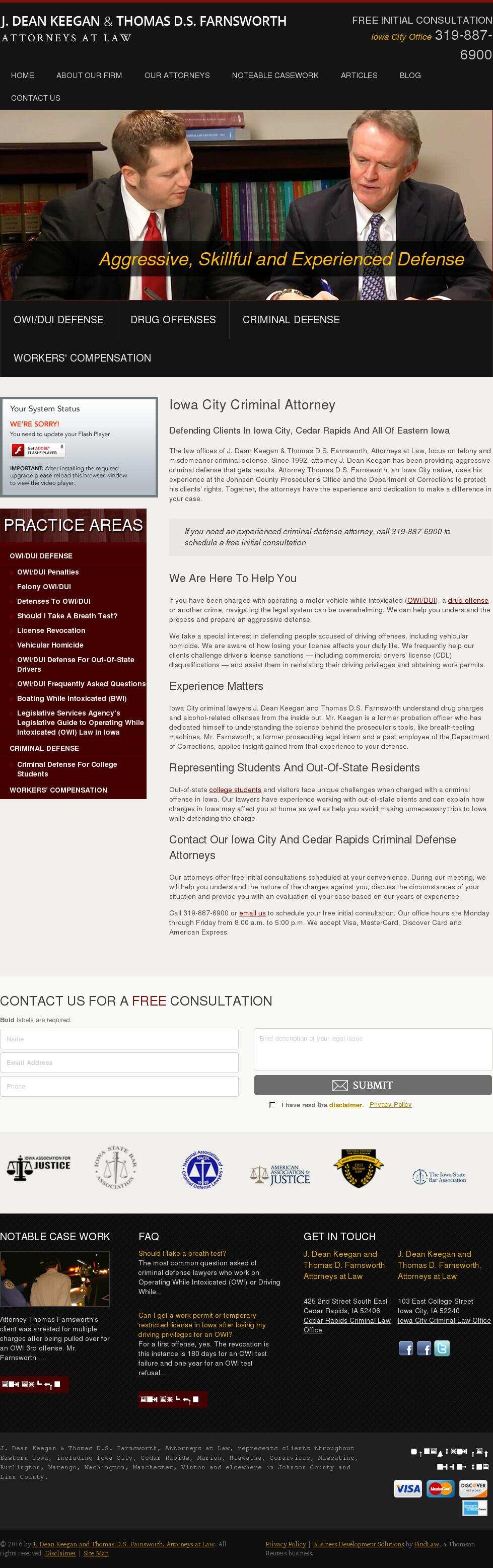 J. Dean Keegan and Thomas D. Farnsworth, Attorneys at Law - Cedar Rapids IA Lawyers