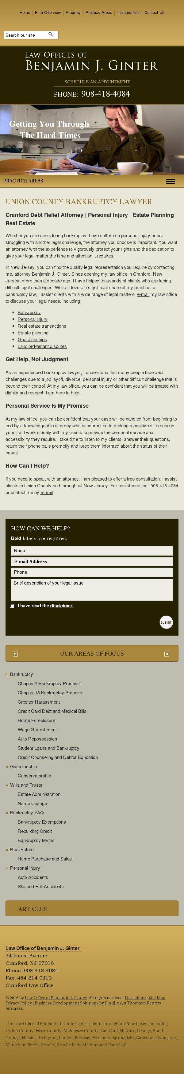 Law Office of Benjamin J. Ginter - Cranford NJ Lawyers