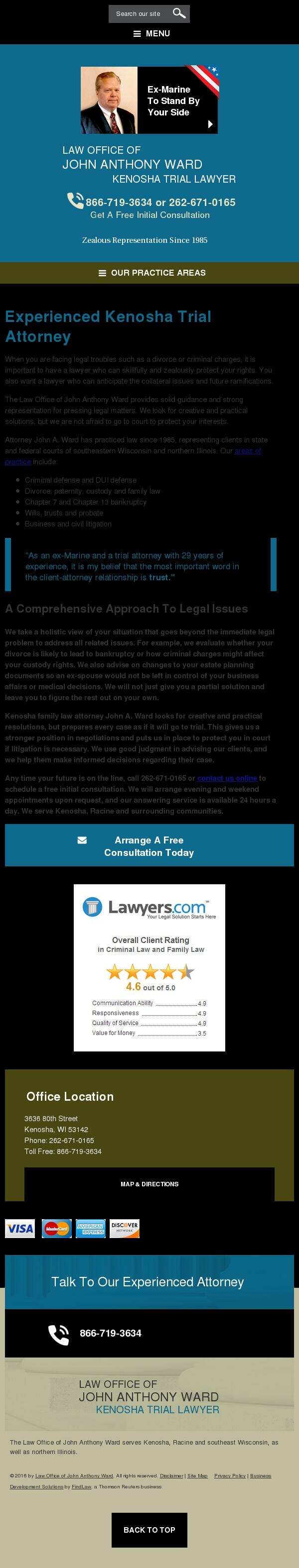 Law Office of John Anthony Ward - Kenosha WI Lawyers
