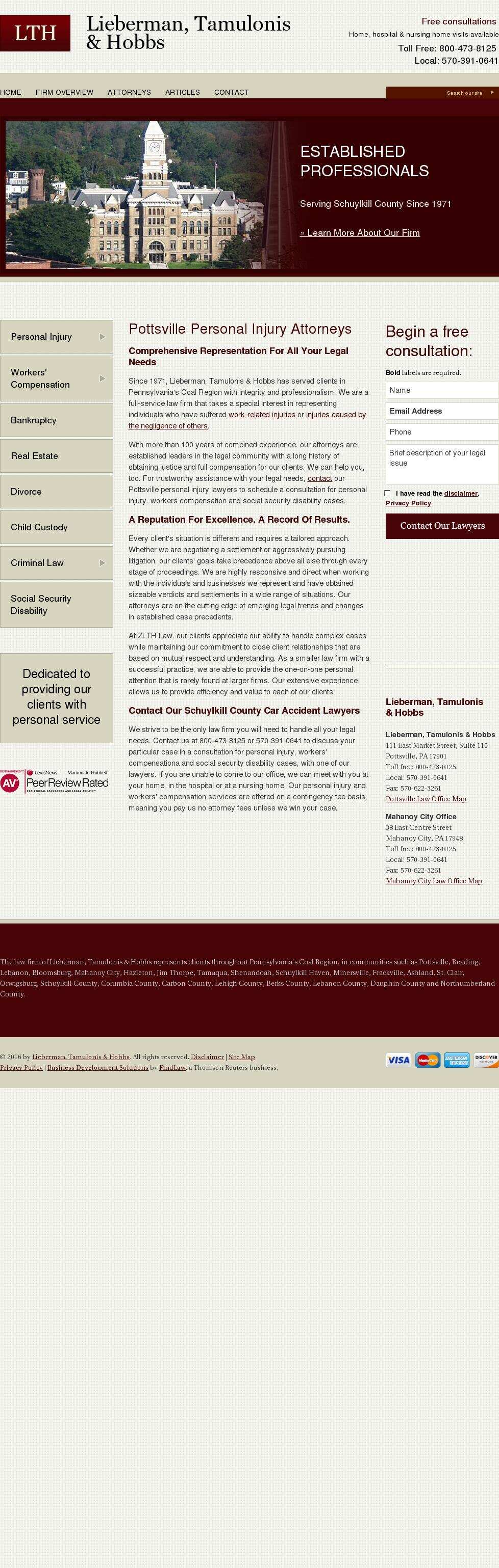Lieberman, Tamulonis & Hobbs - Pottsville PA Lawyers