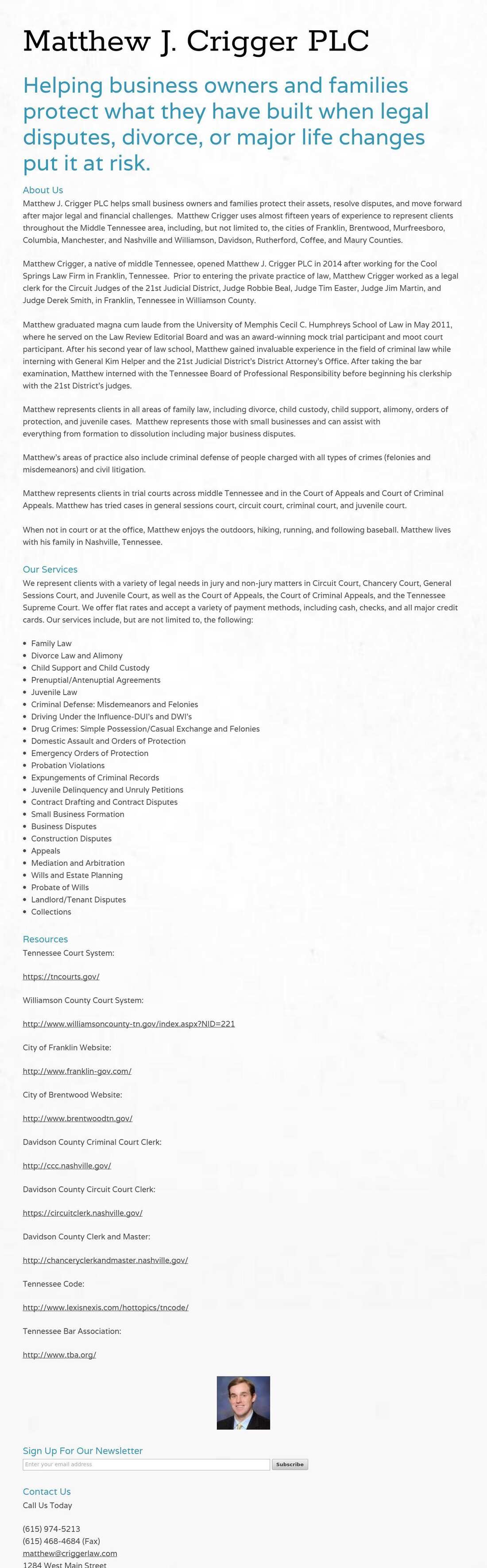 Matthew J. Crigger PLC - Brentwood TN Lawyers