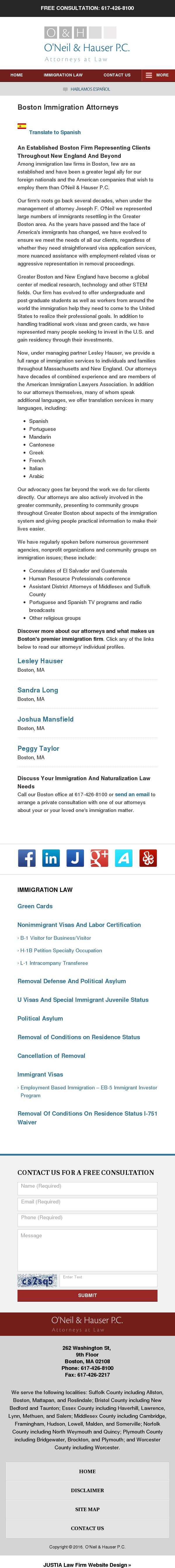 O'Neil & Hauser P.C. - Boston MA Lawyers