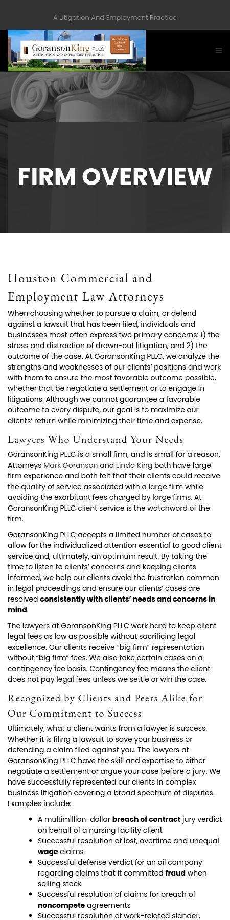 GoransonKing PLLC - Houston TX Lawyers