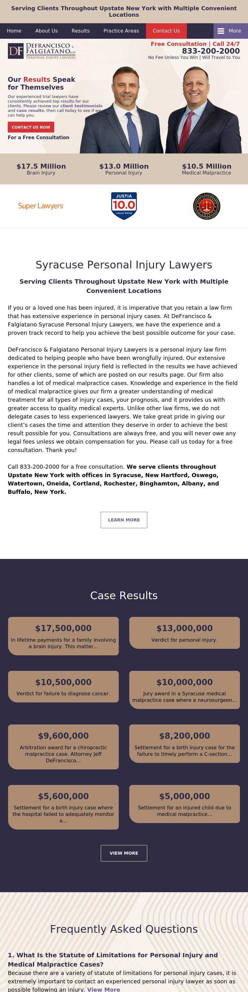 DeFrancisco & Falgiatano Personal Injury Lawyers - Syracuse NY Lawyers