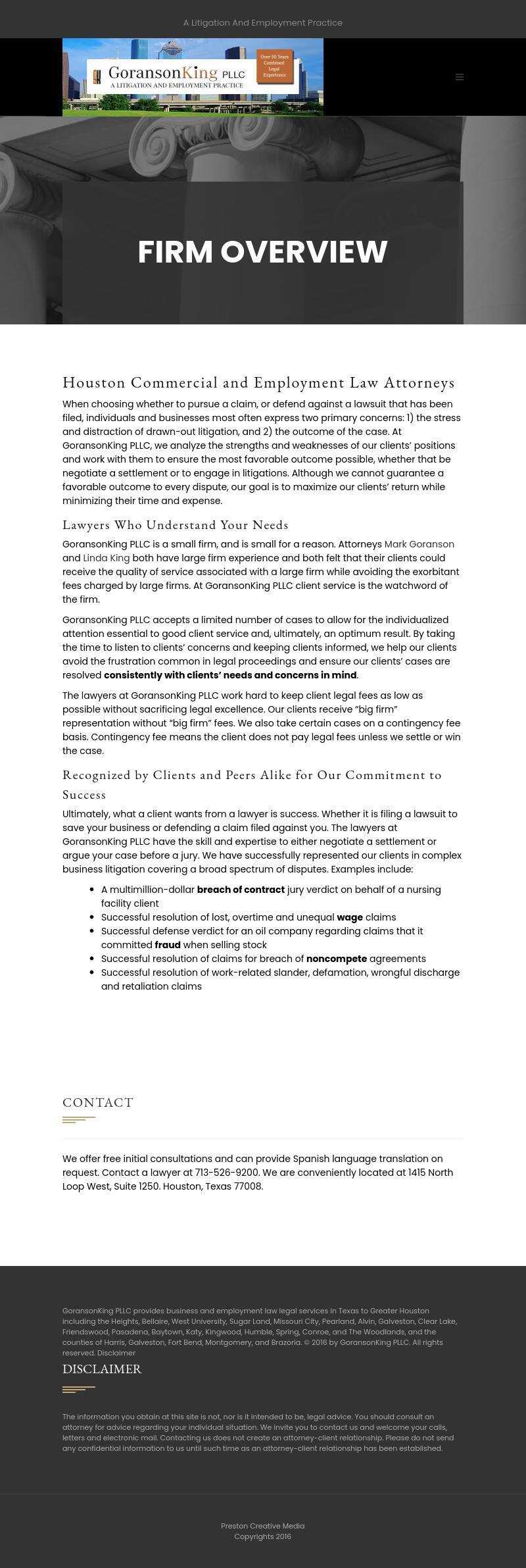 GoransonKing PLLC - Houston TX Lawyers