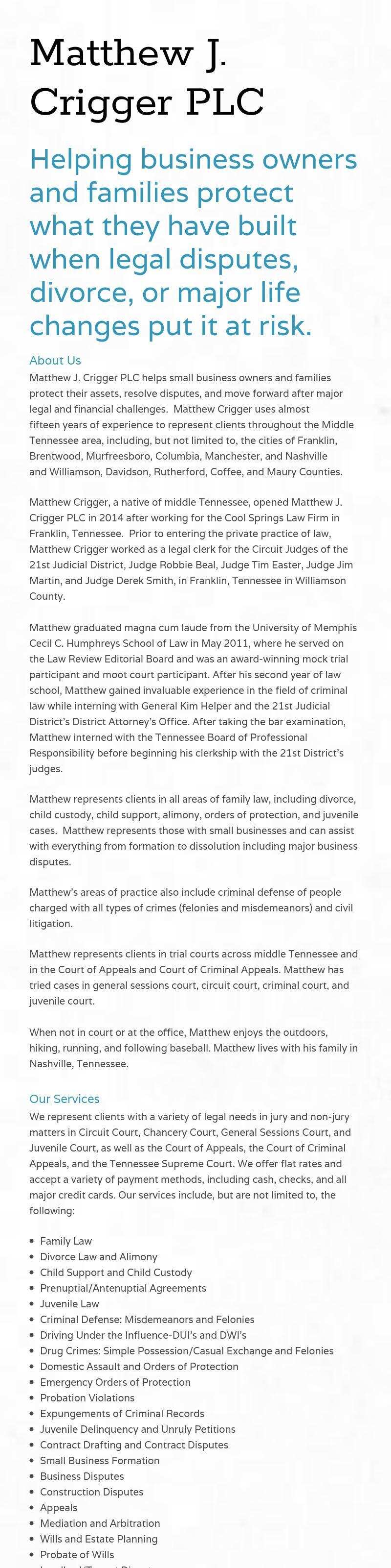 Matthew J. Crigger PLC - Brentwood TN Lawyers